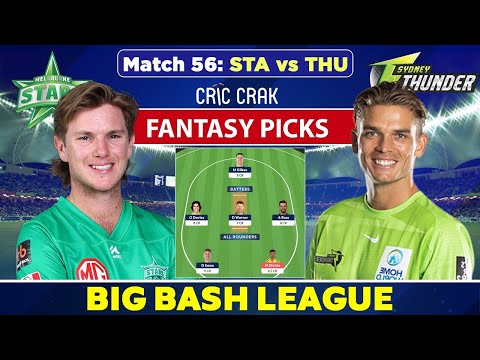 🔴Live Big Bash League 2022: THU vs STA Dream11 Team | Sydney Thunder vs Melbourne Stars BBL 2022