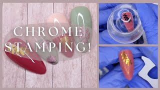 STAMPING WITH CHROME POWDER TUTORIAL | Autumn Chrome Nails