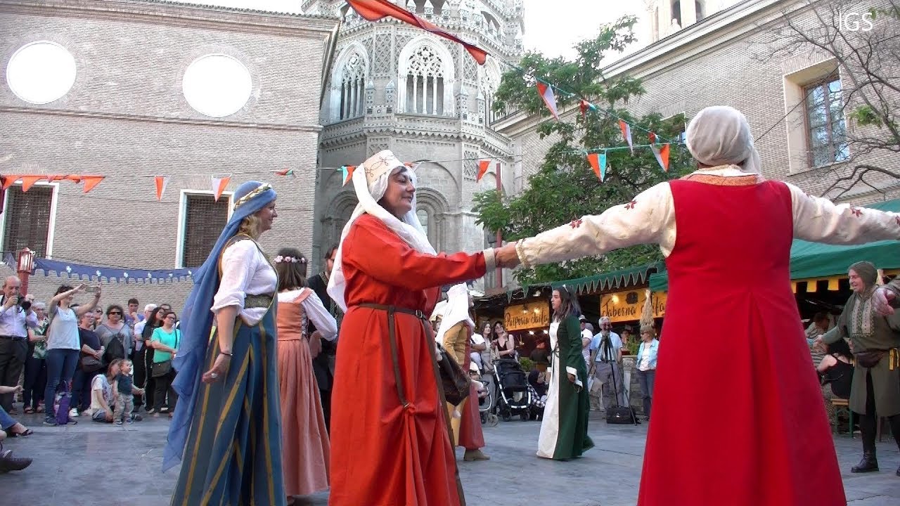 Mercado Medieval de las tres Culturas Zaragoza 2019 VIII Milla danzas nedievales 1ª parte YouTube