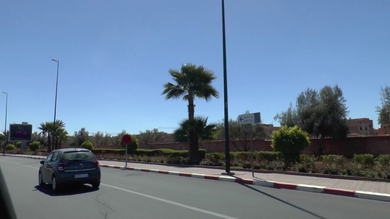 leaving Marrakech's Menara airport on the way to the City