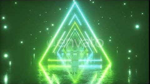 Flying Through Glowing Neon Triangles with Metal Floor | Motion Graphics - Envato elements