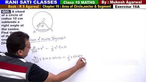 Class 10 Maths (Ex 16A Q50) Area of Circle,Sector & Segment (RS Aggarwal 2019)