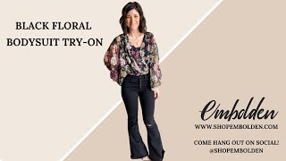 Black Floral Bodysuit Cute Outfit Ideas