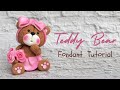 Cute fondant Teddy Bear with bow & flowers Tutorial (weights included)