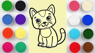 Sand painting cat for kids