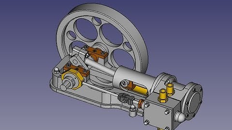 FreeCAD 0.20.1 1 CYLINDER HORIZONAL STEAM ENGINE NON REVERSING