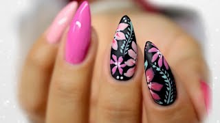 🌸🖤BLACK FLORAL NAILS | UGLY DUCKLING | INSPIRATION SET🖤🌸