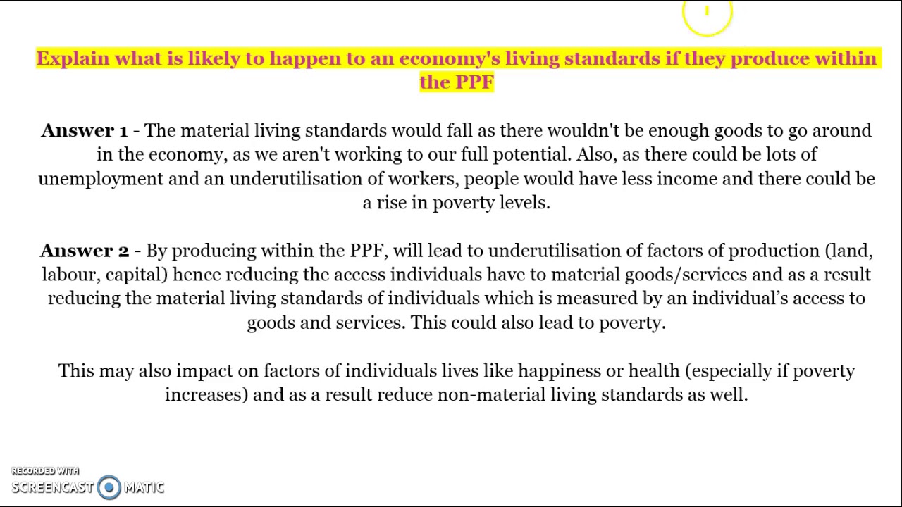 Opportunity cost and the PPF questions 2019
