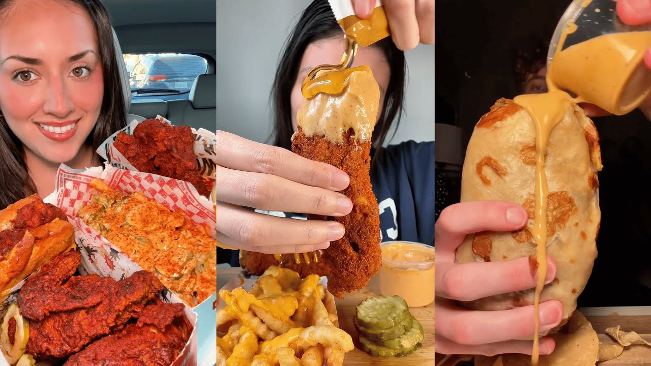 TikTok Mukbang Compilation | Dave's Hot Chicken, Chili's, Chick-fil-A, Taco Bell & More!