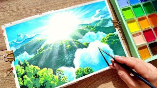 Gouache painting: Princess Mononoke Scene