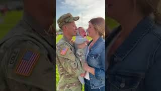 Crying Baby Wont Settle Then Soldier Dad Holds Him