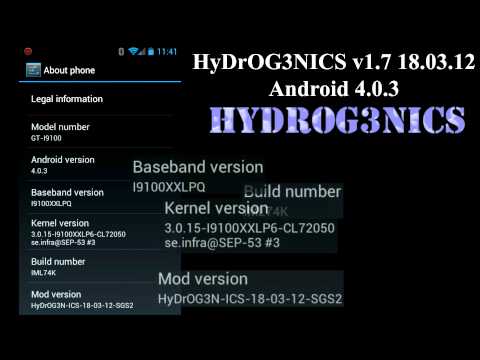 Samsung Galaxy S II GT I9100 HyDrOG3NICS hydrogenics v1 7 18 03 12 IMLK74 AOKP Android 4 0 3