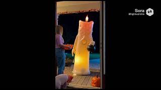 Trick or treating giant candle 😂 Sora 2 Ai