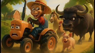 Monkey Funny |The Monkey’s Shocking Escape from the Angry Buffalo! | Monkey Cartoon