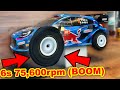 6s 76,600rpm RC Rally Car insanity (it blew up)