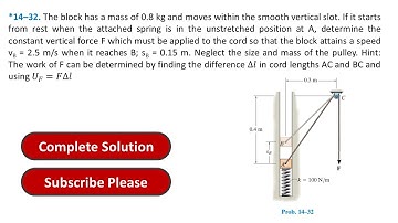 *14–32. The block has a mass of 0.8 kg and moves within | Engineering Mechanics Dynamics