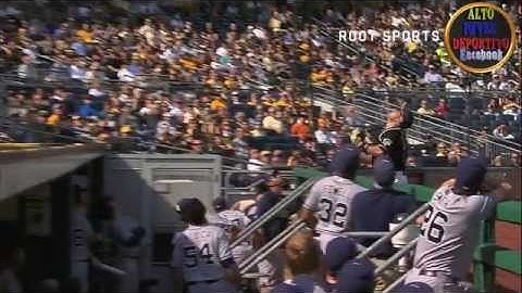 Sanchez makes the catch on a foul pop, then tumbles headfirst into the San Diego dugout