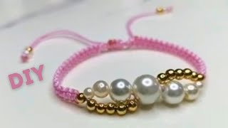 DIY Pulsera de Perlas y Macramé FÁCIL | Tutorial para Principiantes 🩷