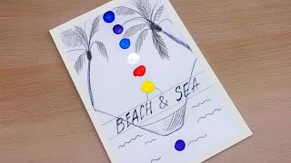 Daily Challenge #34 | Acrylic | Fan Brush | Painting Tropical  Beach Sunset