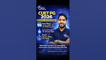 CUET PG 2026 Official Notification Released | Exam Date, Form Last Date, Pattern & Admission Process