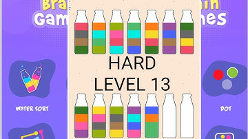 Brain Games Water Sort Hard Level 13 solution walkthrough gameplay| water Sort puzzle