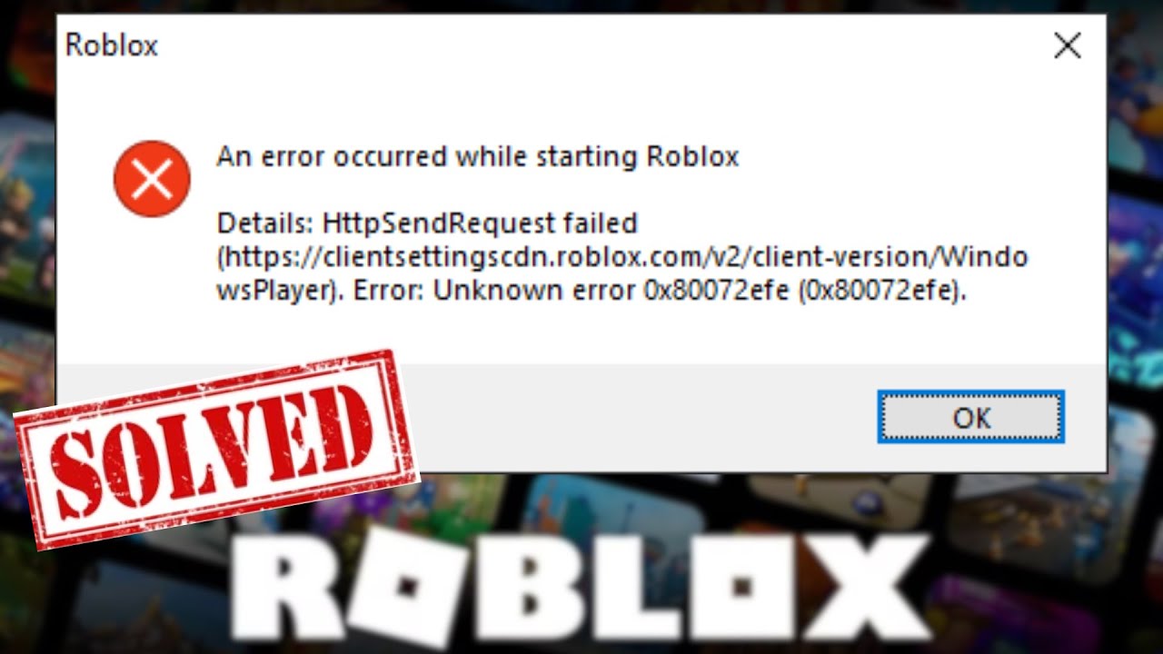 Unknown error roblox