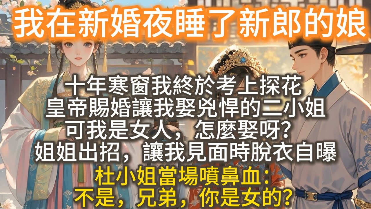 完結搞笑爽文：我在新婚夜睡了新郎的娘。十年寒窗我終於考上探花。皇帝賜婚讓我娶杜小姐爲妻。可我是女人，怎麼娶呀？ 姐姐讓我見面時脫衣自曝，杜小姐知道真相必定退親。杜小姐當場噴鼻血：不是，兄弟，你是女的！