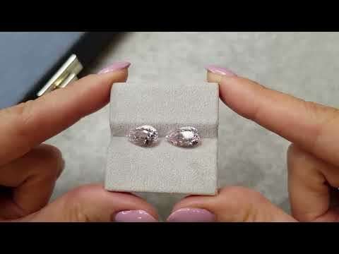 Pair of pear cut pink morganites 6.17 ct from Africa Video  № 2
