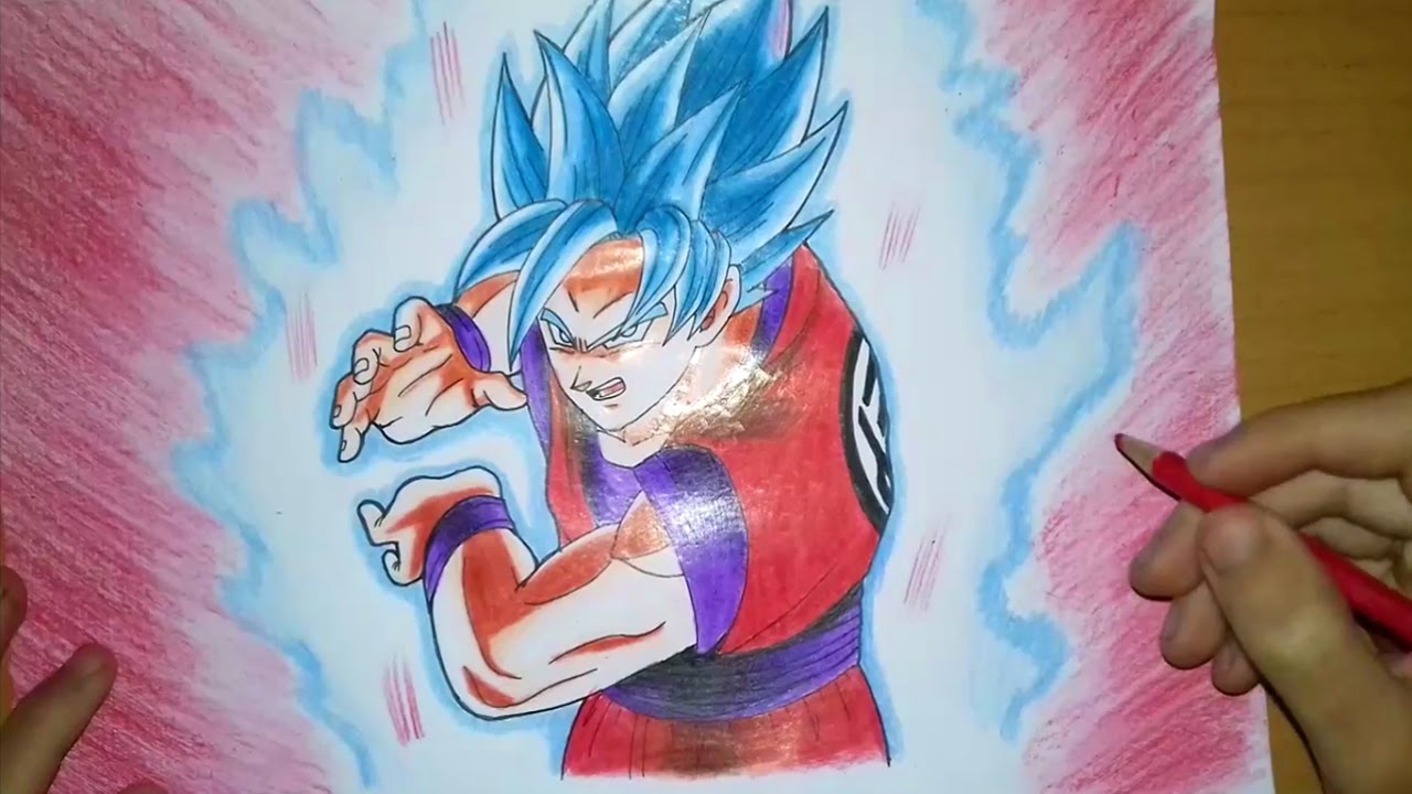 How To Draw Goku SSJ Blue (Kaioken), Step By Step