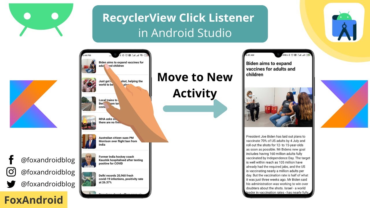 Recyclerview Onclicklistener To Newactivty Using Kotlin || Recyclerview Onclicklistener Kotlin