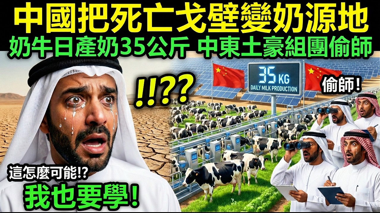 離譜！中國把死亡戈壁變奶源地，奶牛日產奶35公斤，中東土豪組團偷師