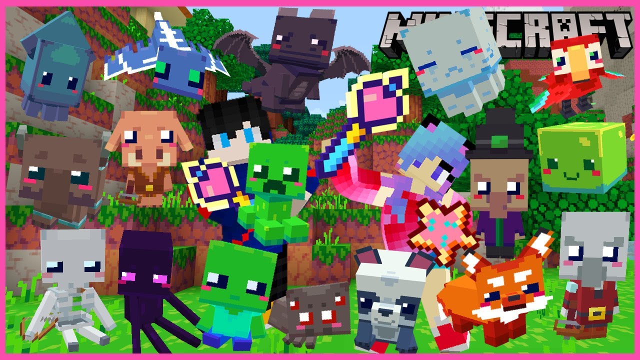 Minecraft มายคราฟแต่จับ Mob baby Pets ทุกตัวมาเป็นลูกสัตว์เลี้ยงน่ารักตัวเล็กได้ Mob pets