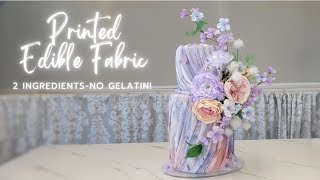 NEW!  2 Ingredient PRINTED EDIBLE FABRIC Cake | No Gelatin Edible Fabric | Triangle Flower Placement