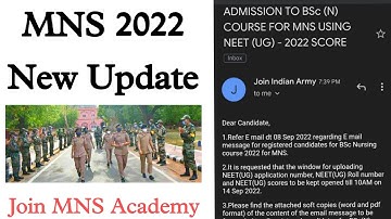 New Update for NEET MNS 2022 by Indian Army / Join MNS Academy