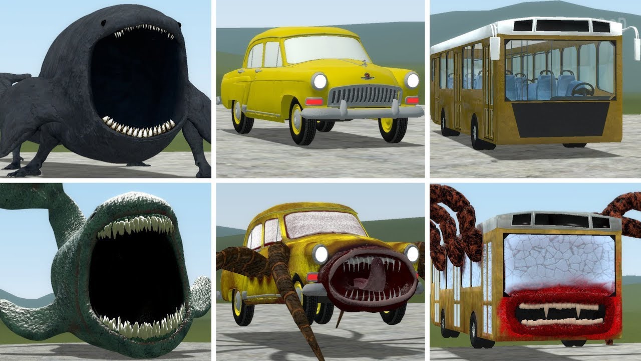OLD AND NEW UPDATE: THE BLOOP, CAR EATER, BUS EATER MONSTER VS ALL TREVOR HENDERSON BATTLE In GMOD