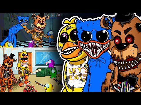 Crazy AMONG US vs. FNAF ANIMATRONICS | HUGGY WUGGY | Chica | Security Breach | Toonz Animation