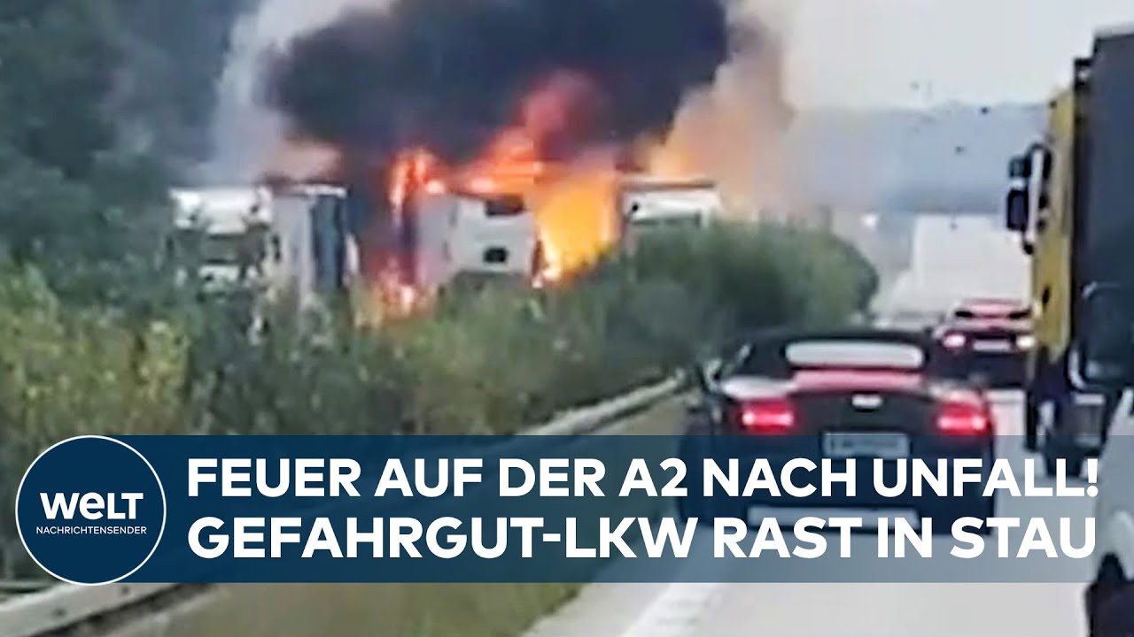 HORROR-UNFALL AUF A2: LKW mit gefährlicher Ladung rast in Stauende - Explosionen möglich