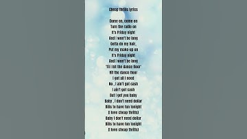 Thumbnail of cheap thrills lyrics #shorts #ytshorts #lyrics