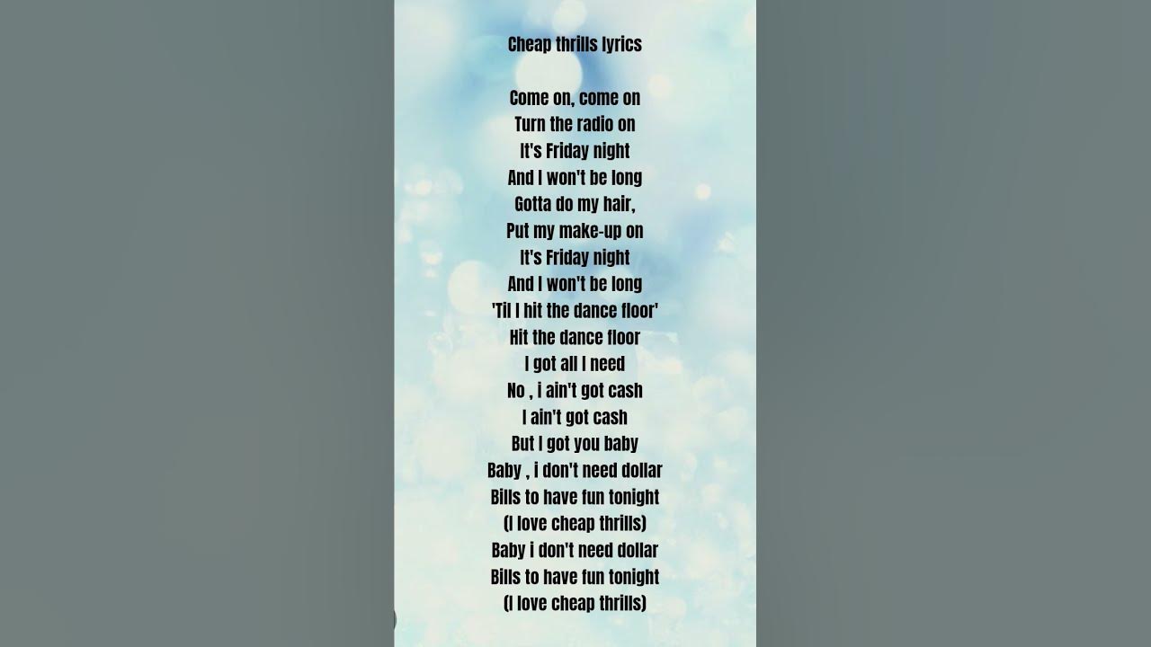 cheap thrills lyrics #shorts #ytshorts #lyrics