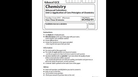 Edexcel AS Chemistry Unit 2 GCE Question Paper May 2015 ( question 1) Solution