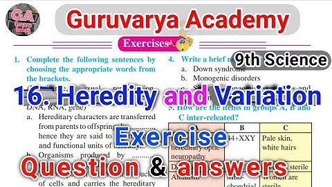 9th science chapter 16 Heredity and Variation exercise| heredity and variation exercise |9th science