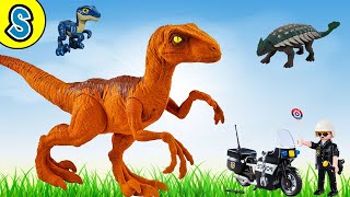 Velociraptor Attack Police Station - Skyheart&#39;s Dinosaur toys trex ankylosaurus toys jurassic world