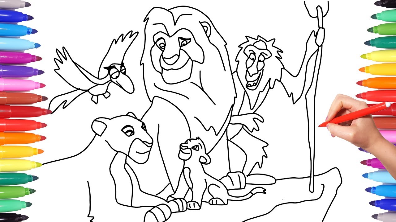 Lion King Movie 2019 - Drawing And Coloring The Lion King Disney Characters  - Youtube