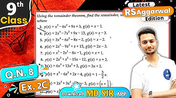 Rs Aggarwal Class 9 | Exercise 2C Question number 8 | Chapter 2 Polynomials | Md Sir Class 9