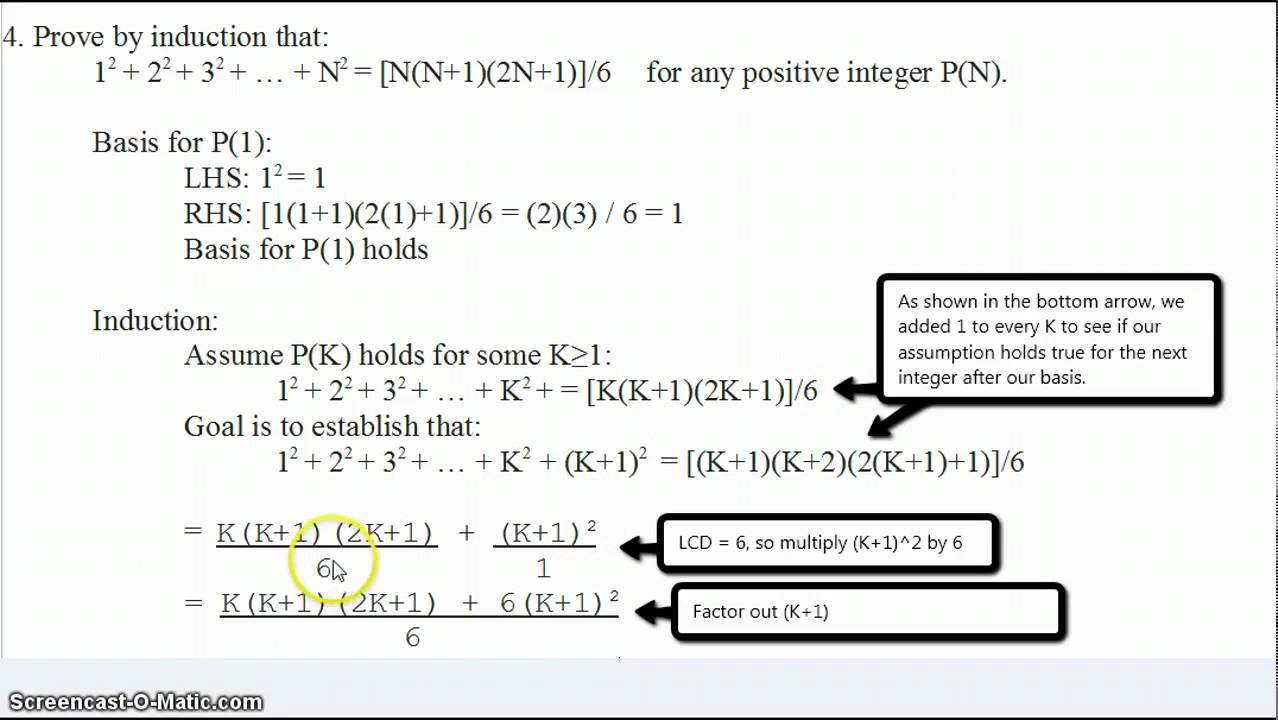 Prove By Induction That 1 2 2 2 3 2 N 2 Youtube