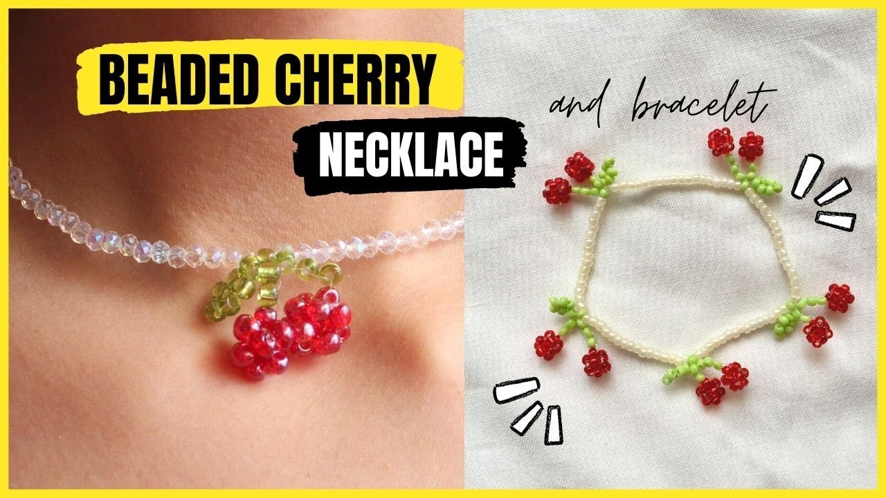 DIY CEREZA con MOSTACILLAS 🍒🍒 COLLAR Y PULSERAS AESTHETICS !!