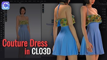 CLO3D Couture Dress with 3D Appliqué Flowers | Digital Couture Design