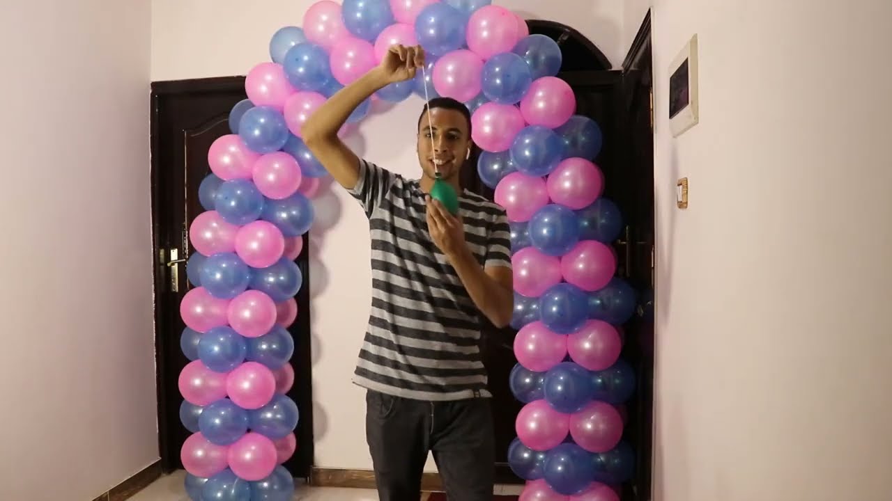 طريقة عمل بوابة البلالين مع جني  كيفية عمل بوابة واستاند بلالين واجمل ديكور حفلات