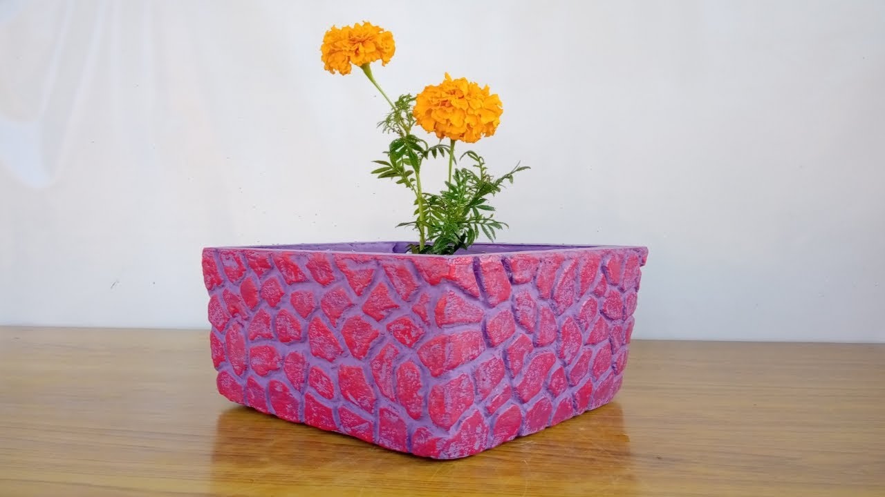 How To Make Beautiful Cement Pot at home Easily|Cement Flower vase