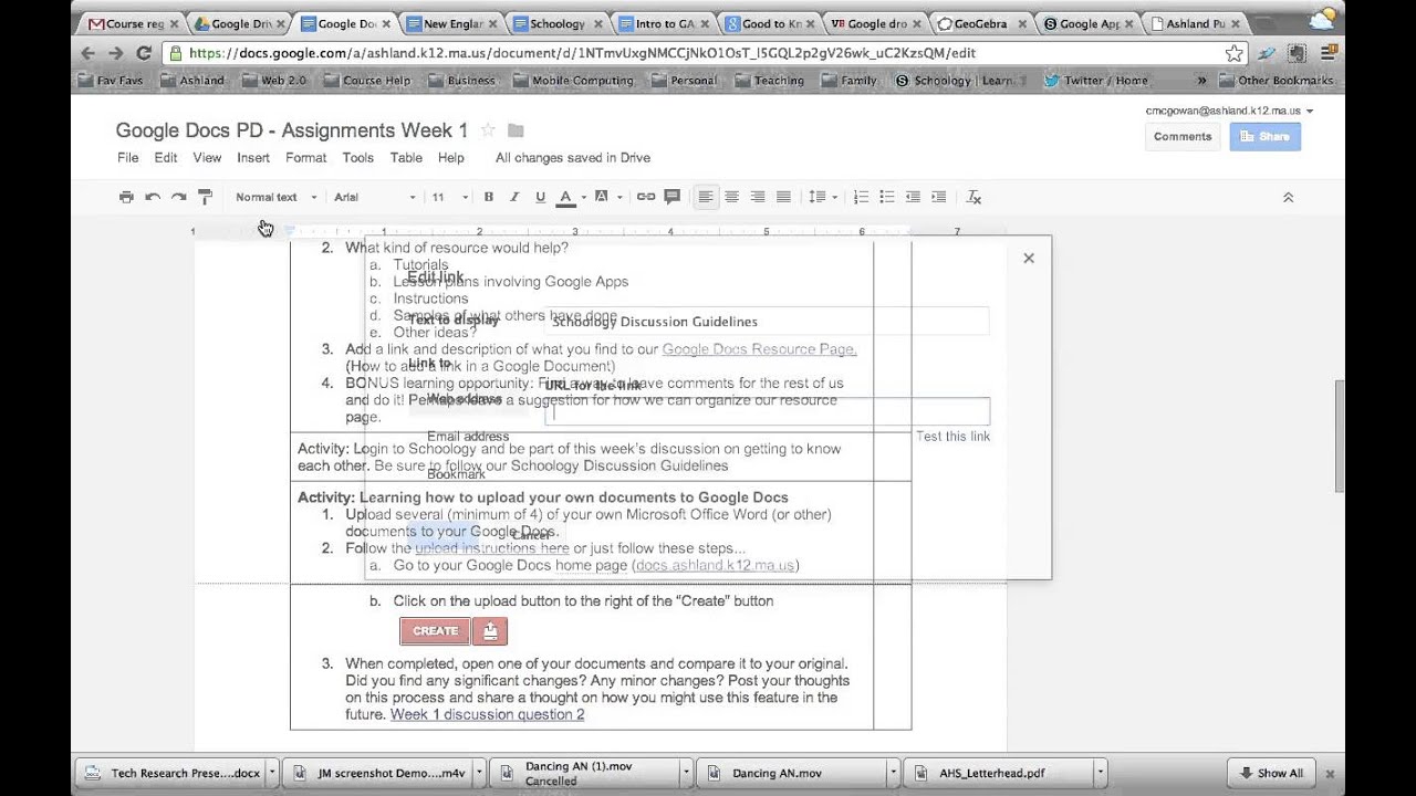 Creating a Link in Google Docs